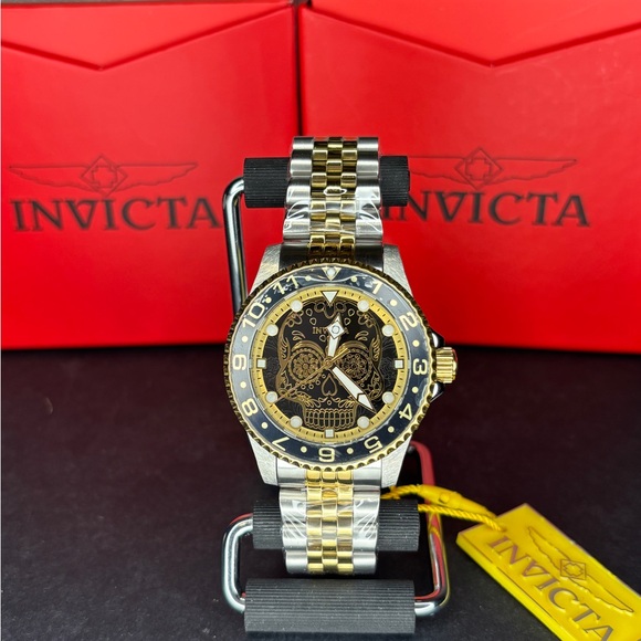 Invicta Pro Diver Dia De Los Muertos Men's Watch -40mm Gold Steel